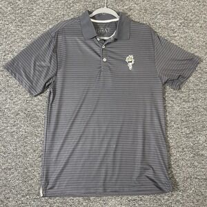 Goat USA Polo Golf Shirt Dk Gray Striped Performance Offic Men S Resortwear READ